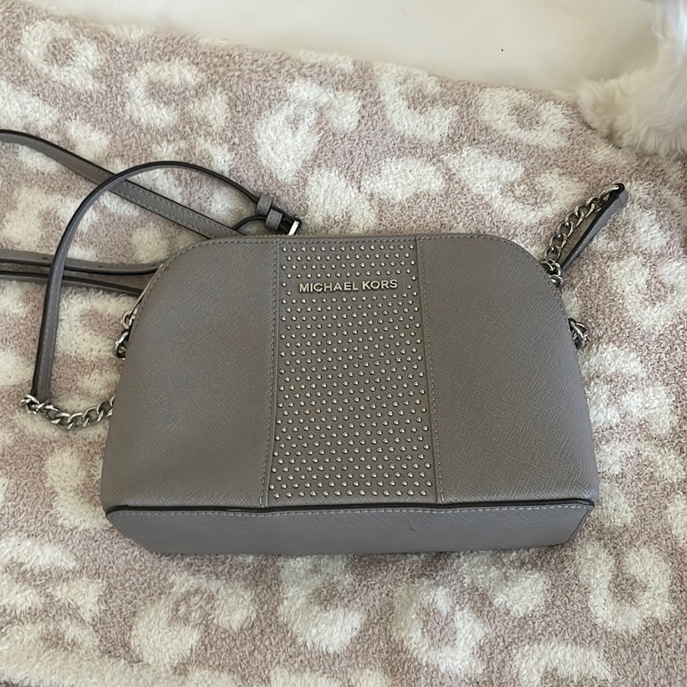 Chic gray and silver hardware MK crossbody